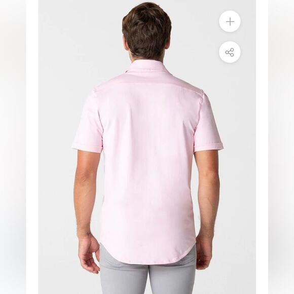 Swet Tailor Light Pink Short Sleeve Polished Button Down Shirt Size XL - Picture 2 of 11
